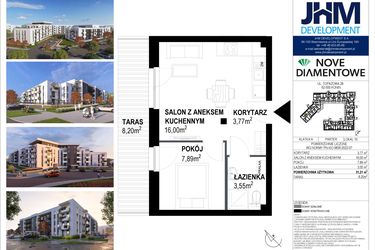Rzut - Mieszkanie na sprzedaż 2 pokoje o powierzchni 31,21 m² - numer 10 w Nove Diamentowe
