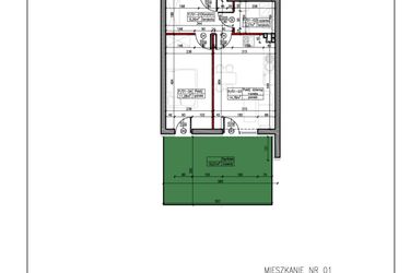 Rzut - Mieszkanie na sprzedaż 2 pokoje o powierzchni 35,59 m² - numer 1 w Janowska