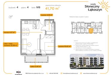 Rzut - Mieszkanie na sprzedaż 2 pokoje o powierzchni 41,7 m² - numer 4/M/4/8 w Osiedle Słoneczny Łąkoszyn bud. 4