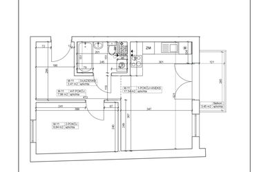 Rzut - Mieszkanie na sprzedaż 2 pokoje o powierzchni 38,77 m² - numer 11 w Bydgoska 19