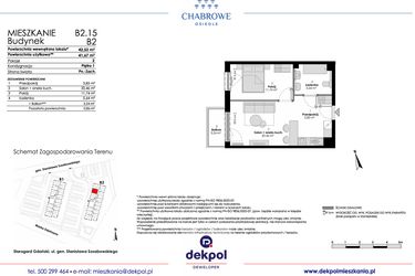 Rzut - Mieszkanie na sprzedaż 2 pokoje o powierzchni 41,67 m² - numer B2.15 w Osiedle Chabrowe