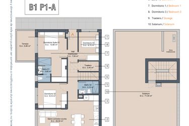Rzut - Mieszkanie na sprzedaż 3 pokoje o powierzchni 83,1 m² - numer 1.1.A w LA Sunrise - Los Alcázares