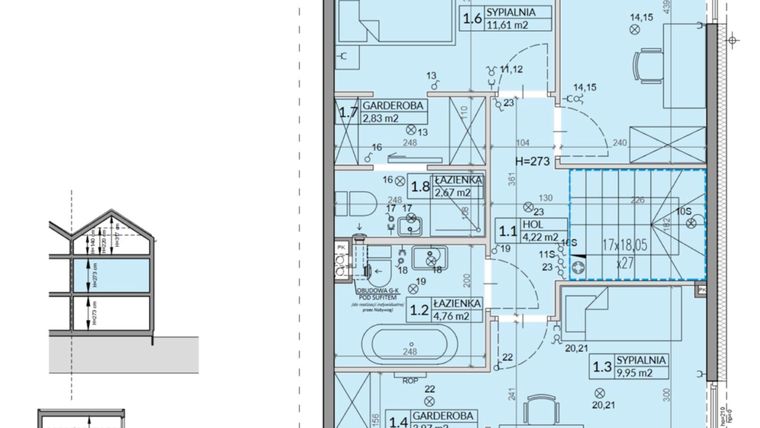 Rzut - Dom na sprzedaż 6 pokoi o powierzchni 150,6 m² - numer 9B w Wille przy Lesie