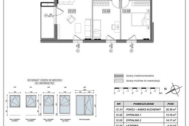 Rzut - Mieszkanie na sprzedaż 3 pokoje o powierzchni 67,47 m² - numer 9.A.12 w Nowe Południe bud. 9