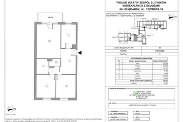 Rzut - Mieszkanie na sprzedaż 3 pokoje o powierzchni 73,4 m² - numer 56 w Wolne Miasto etap VII