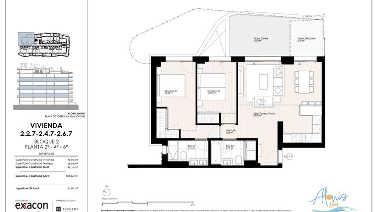 Rzut - Mieszkanie na sprzedaż 2 pokoje o powierzchni 110,04 m² - numer 47. w Alonis Living II