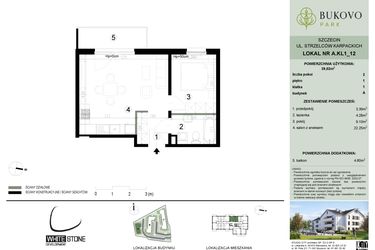 Rzut - Mieszkanie na sprzedaż 2 pokoje o powierzchni 39,02 m² - numer A.1.12 w Bukovo Park