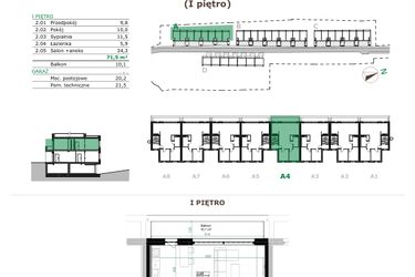 Rzut - Mieszkanie na sprzedaż 3 pokoje o powierzchni 71,5 m² - numer A.4.2 w Dębowe Zacisze