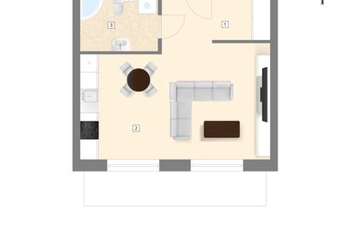 Rzut - Mieszkanie na sprzedaż 1 pokój o powierzchni 34,52 m² - numer A7 w Błękitne Aleje Etap XV