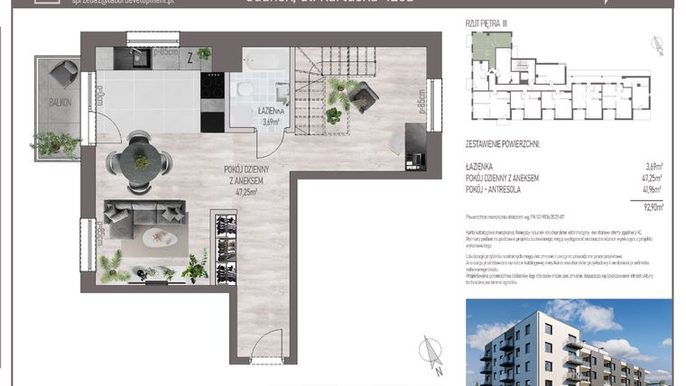 Rzut - Mieszkanie na sprzedaż 4 pokoje o powierzchni 92,9 m² - numer M.C.32 w Cichy Zakątek