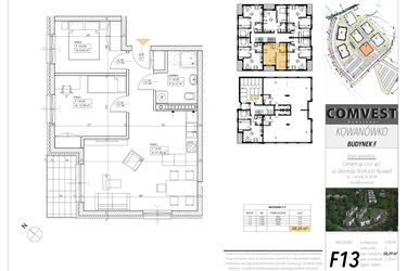 Rzut - Mieszkanie na sprzedaż 3 pokoje o powierzchni 58,29 m² - numer F13 w Kowanówko