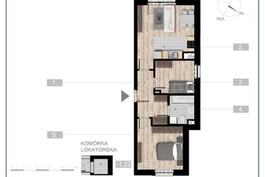 Rzut - Mieszkanie na sprzedaż 3 pokoje o powierzchni 52,8 m² - numer 54 w Szczytno Dąbrowskiego - etap 3