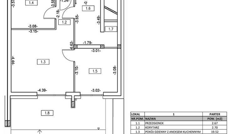 Rzut - Mieszkanie na sprzedaż 3 pokoje o powierzchni 53,31 m² - numer M3 w Osiedle Zygmunta