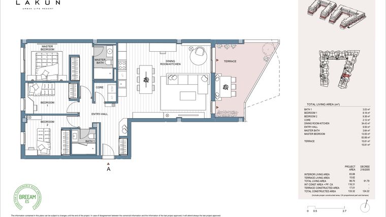 Rzut - Mieszkanie na sprzedaż 3 pokoje o powierzchni 97,2 m² - numer LK-11 w Lakun
