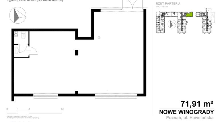 Rzut - Lokal użytkowy na sprzedaż 1 pokój o powierzchni 71,91 m² - numer LU.005 w Nowe Winogrady