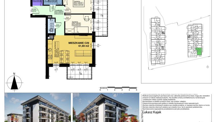 Rzut - Mieszkanie na sprzedaż 4 pokoje o powierzchni 61,69 m² - numer C29 w Duo Park