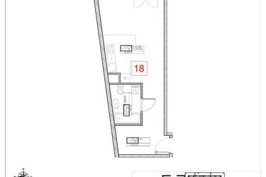 Rzut - Mieszkanie na sprzedaż 1 pokój o powierzchni 35,18 m² - numer C1.18 w Rezydencja Ogród Saski etap I i II