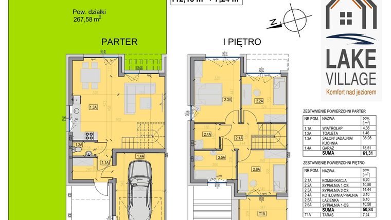Rzut - Dom na sprzedaż 4 pokoje o powierzchni 112,15 m² - numer 28/1 w Lake Village etap V