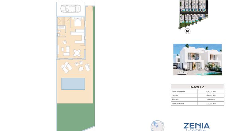 Rzut - Dom na sprzedaż 3 pokoje o powierzchni 241 m² - numer 16 w La Zenia Victory - Orihuela Costa