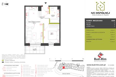 Rzut - Mieszkanie na sprzedaż 2 pokoje o powierzchni 38,04 m² - numer 58 w Na Wspólnej