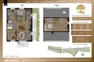 Rzut - Mieszkanie na sprzedaż 5 pokoi o powierzchni 96,62 m² - numer F6 w Aleja Dębowa III - mieszkania