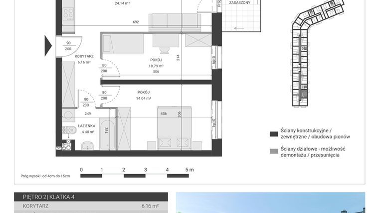 Rzut - Mieszkanie na sprzedaż 3 pokoje o powierzchni 59,61 m² - numer 104 w Ignatki Forest etap II