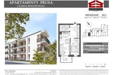 Rzut - Mieszkanie na sprzedaż 2 pokoje o powierzchni 40,42 m² - numer 13 w Apartamenty Prusa