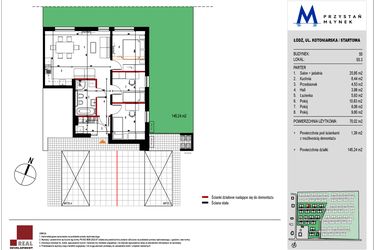 Rzut - Mieszkanie na sprzedaż 3 pokoje o powierzchni 69,85 m² - numer 55.3 w Przystań Młynek