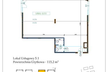 Rzut - Lokal użytkowy na sprzedaż 1 pokój o powierzchni 115,2 m² - numer LU 5.1. w Gardenia Pogodno