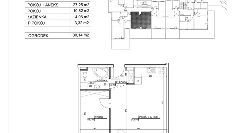 Rzut - Mieszkanie na sprzedaż 2 pokoje o powierzchni 46,35 m² - numer 13 w Podgórna 27