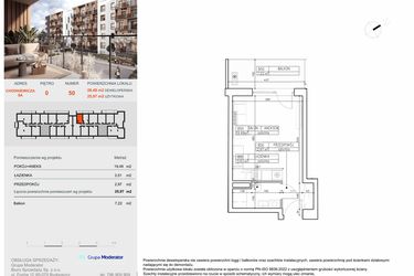 Rzut - Mieszkanie na sprzedaż 1 pokój o powierzchni 25,97 m² - numer B50 w Symfonia - Chodkiewicza 9