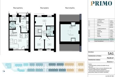 Rzut - Mieszkanie na sprzedaż 4 pokoje o powierzchni 72,16 m² - numer 5.A1 w Osiedle Primo