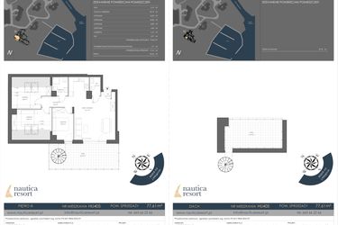 Rzut - Mieszkanie na sprzedaż 4 pokoje o powierzchni 77,61 m² - numer H.405 w Nautica Resort etap III