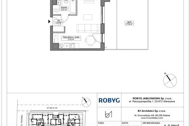Rzut - Mieszkanie na sprzedaż 1 pokój o powierzchni 28,18 m² - numer A.0M15 w Dobre Miejsce