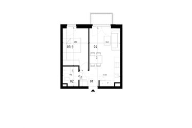 Rzut - Mieszkanie na sprzedaż 2 pokoje o powierzchni 38,23 m² - numer 32 w Traugutta