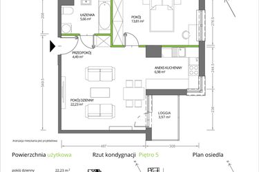 Rzut - Mieszkanie na sprzedaż 2 pokoje o powierzchni 53,17 m² - numer 1/043 w Krakowska Vita