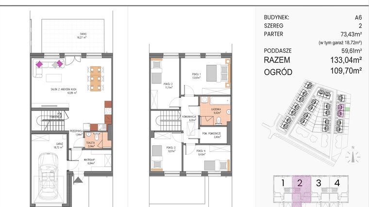Rzut - Dom na sprzedaż 5 pokoi o powierzchni 133,04 m² - numer A6/2 w ATOM Park