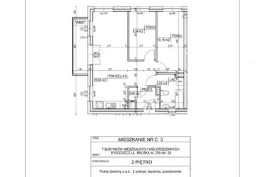 Rzut - Mieszkanie na sprzedaż 3 pokoje o powierzchni 52,31 m² - numer C3 w Bruska