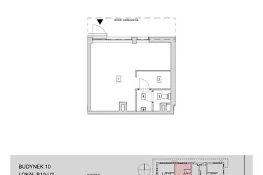 Rzut - Lokal użytkowy na sprzedaż 1 pokój o powierzchni 32,87 m² - numer B10-U2 w ATAL Strachowicka II