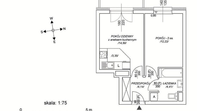 Rzut - Mieszkanie na sprzedaż 2 pokoje o powierzchni 35,27 m² - numer M61 w Osiedle Mała Dziesiąta etap II