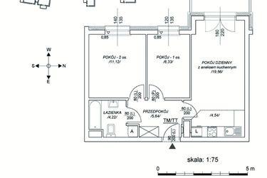 Rzut - Mieszkanie na sprzedaż 3 pokoje o powierzchni 48,87 m² - numer M17 w Osiedle Mała Dziesiąta etap II
