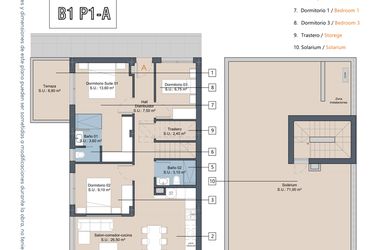Rzut - Mieszkanie na sprzedaż 3 pokoje o powierzchni 83,1 m² - numer 1-1-A w Apartamenty w Los Alcázares - 49717964