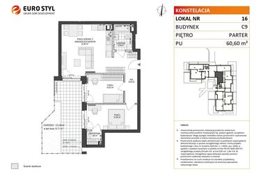 Rzut - Mieszkanie na sprzedaż 3 pokoje o powierzchni 60,6 m² - numer C9.16 w Konstelacja etap V