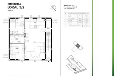 Rzut - Mieszkanie na sprzedaż 3 pokoje o powierzchni 79 m² - numer 3/2 w Szczęśliwa Polana