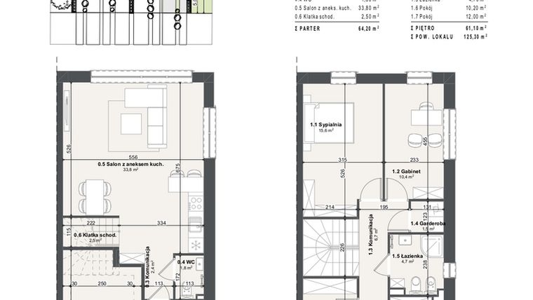 Rzut - Dom na sprzedaż 5 pokoi o powierzchni 125,3 m² - numer 4b w Domy na Przylesiu etap II