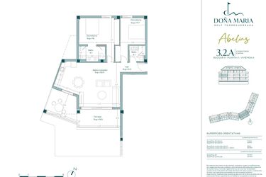 Rzut - Mieszkanie na sprzedaż 2 pokoje o powierzchni 109 m² - numer 2A w Finca Dona Maria