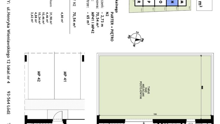 Rzut - Mieszkanie na sprzedaż 3 pokoje o powierzchni 70,54 m² - numer N2 w Złotno Residence