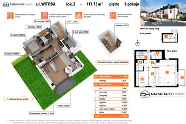 Rzut - Mieszkanie na sprzedaż 6 pokoi o powierzchni 117,73 m² - numer F2 w Osiedle Witosa