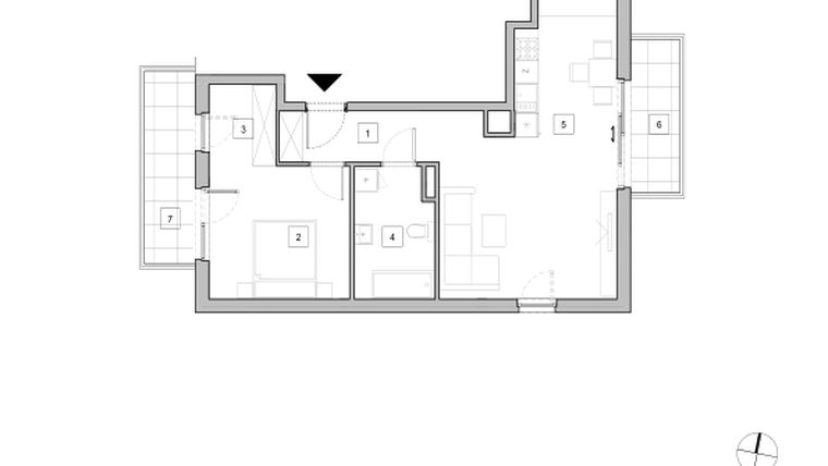 Rzut - Mieszkanie na sprzedaż 2 pokoje o powierzchni 55,43 m² - numer D3_2 w ATAL Zawiślańska