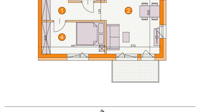 Rzut - Mieszkanie na sprzedaż 2 pokoje o powierzchni 42,34 m² - numer BII/B10 w Osiedle Bocianie Gniazdo 2